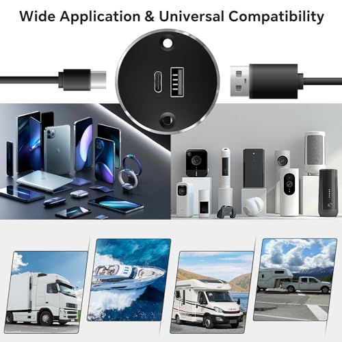 Aluminum RV USB Outlet, Dual Port High-Speed 12V Charger Socket - color: Big Version*2