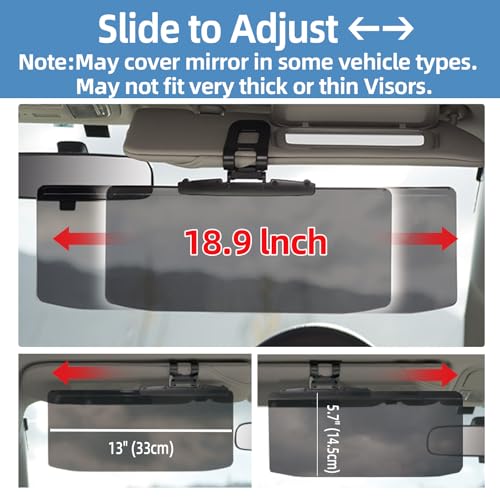 Sun Visor Extender – Sun Blocker for Car – Anti Glare Non-Polarized Car Visor Extender – Glare Guard Car Visor Extension for Night Driving, Universal Angle Adjustable UV 400 Protector