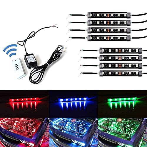 iJDMTOY 8-Piece Universal Fit 48-LED RGB Multi-Color LED Interior/Exterior Accent Atmosphere Lighting Kit w/Adjustable Setting for Car Truck SUV