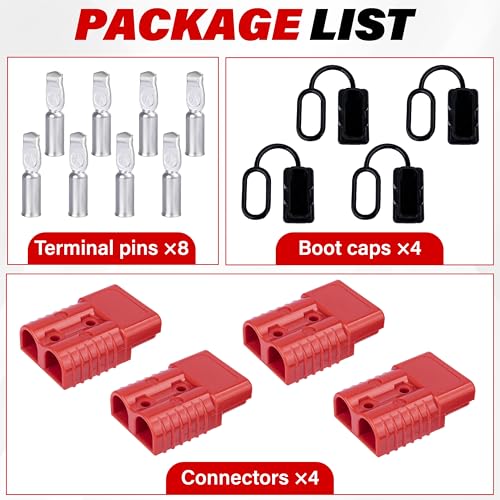 BFXM 4 Pack 50 Amp Battery Quick Connect Compatible with Anderson Connector - color: 50Amp*4