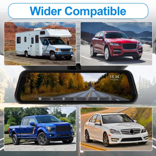 2.5K Rear View Mirror Dash Cam Backup Camera,in-Mirror Smart 9.66 Inch IPS Touch Screen Front&Rear Mirror Camera,Car Players Wireless CarPlay&Android Auto for Cars Trucks,Parking Monitoring,64GB Card - style: 9.66 Inch+Backup Ccamera+64G TF