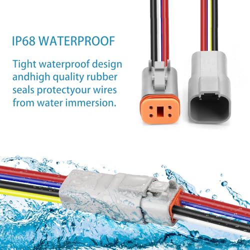 4 Pin Waterproof Connectors, Deutsch DT Series 4 Pin Connectors, 4Pairs 14 AWG Automotive Wiring Plug Kit for Truck, Boat, Car & LED Lights (4 Pin) - size: 4 Pin (4 Pairs)