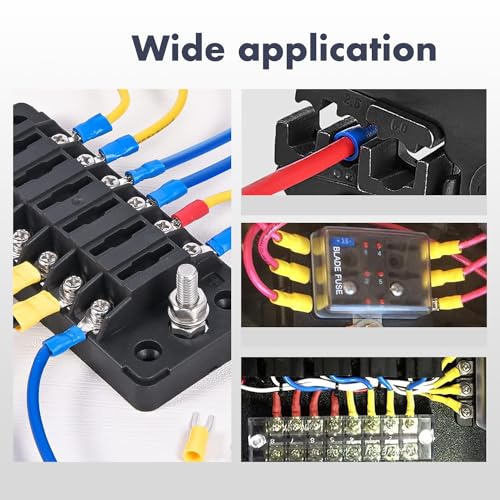 Chanzon UL Recognized Insulated Fork Terminals M4 M5 M6 M8 Kit U 22-10 AWG - size: Fork Assorted, style: 22-10AWG All Sizes