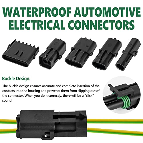 376Pcs 25 Kits Waterproof Automotive Electrical Connectors 1/2/3/4/6 Male&Female Pin 22-14AWG Wire Harness Spark Plug Connector Terminals Plug Kit Car - size: 25 Kits 22-14AWG 1/2/3/4/6 Pin