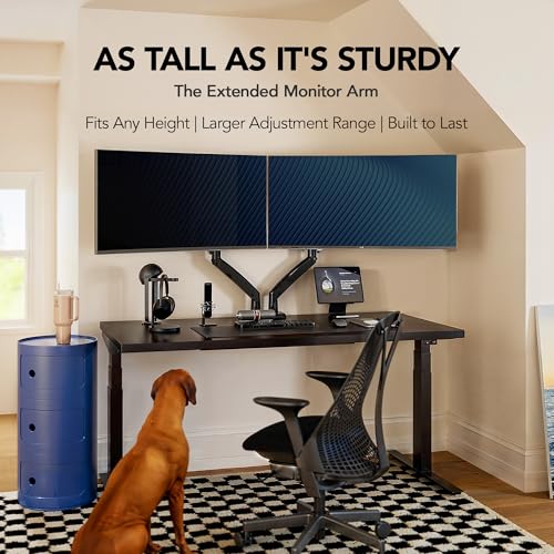 HUANUO Dual Monitor Stand for 13″–40″, Premium Dual Monitor Mount with USB, Height Adjustable Monitor Stand for 2 Monitors, VESA Mount with Clamp/Grommet Base, Holds 26.4lbs per Arm, HNDS7 - size: 13-40 Inch