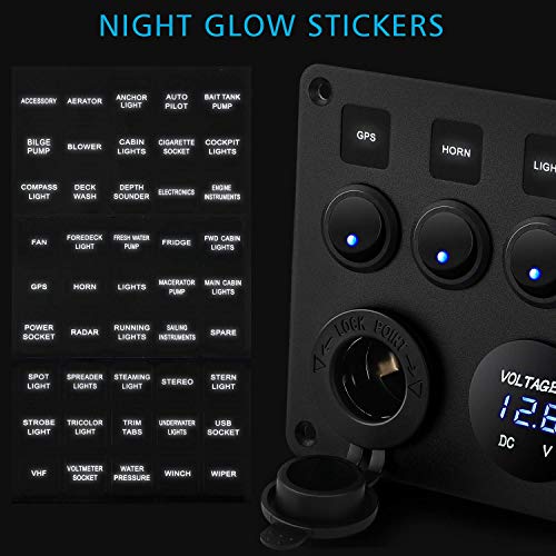 Kohree 5 Gang 12V Marine Switch Panel, Waterproof Boat Rocker Switch Panel - style: 5 Gang