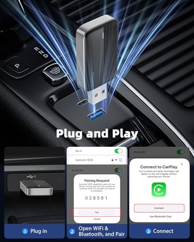 Wireless CarPlay Adapter Compatible Apple iPhone,Wired to Wireless,BlackGry
