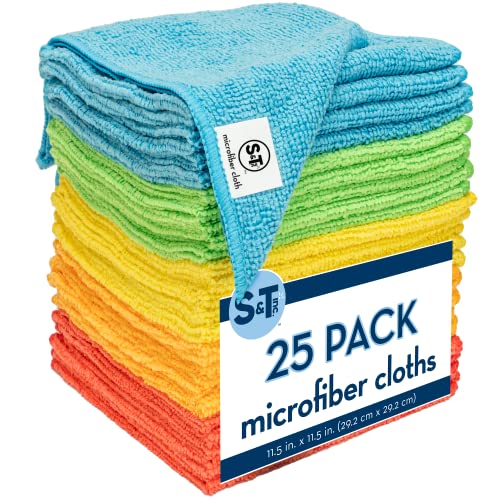 S&T INC. Microfiber Cleaning Cloth, 25 Pack, 11.5" x 11.5" - size: 25 Pack