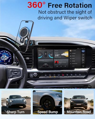 PZK Car Phone Holder for 2022-2026 Chevy Silverado/GMC Sierra 13.4'' Screen - color: Magsafe+ Wireless Charger, size: 2022-2026 Silverado /GMC Sierra (Extension Rod)