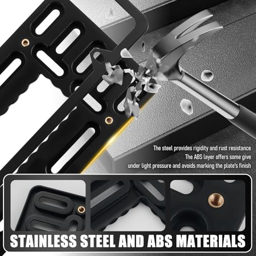 Front License Plate Bracket Kit,No Drill License Plate Mount with Screws Cable Ties,Licenses Plates Bracket Front Bumper Kit Car Accessories for U.S. Standard Cars Trucks SUVs