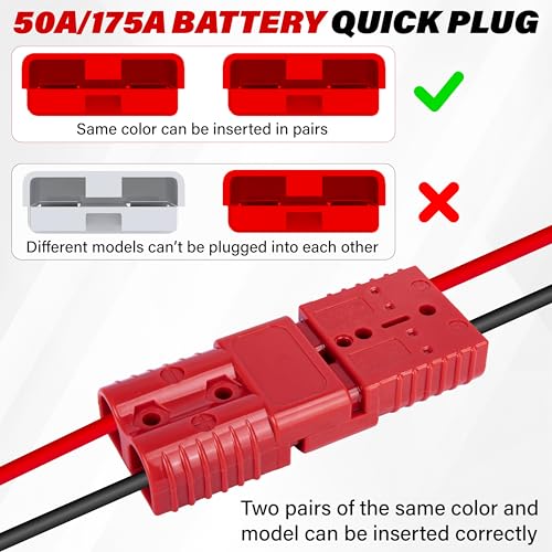 BFXM 4 Pack 50 Amp Battery Quick Connect Compatible with Anderson Connector - color: 50Amp*4