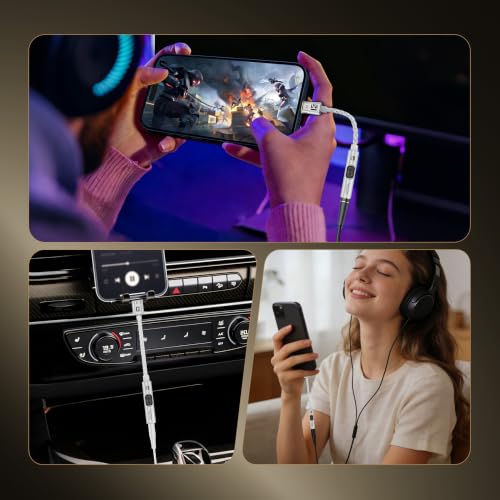 USB C to 3.5mm Audio Adapter with DAC for iPhone, Samsung & iPad - color: silver