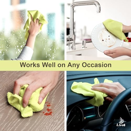 LIVOS Microfiber Cleaning Cloth Roll - 80 Pack, Reusable Paper Towels Tear Away Towels, Microfiber Towels for Cars, Super Absorbent Lint Free Cleaning Rags for House, Kitchen-Beige Yellow,11.5"x11.5" - color: Beige Yellow