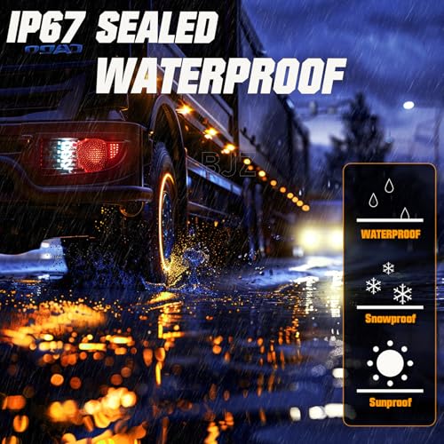 BJZ 3.8" Strobe+Steady Marker Lights Strip Dual Function Amber Trailer LED Side Clearance Tail Griller Flash Lights 12V Turn Signal Warning Waterproof Light for Trailer Truck Van RV ATV Bus, 10Pcs - color: Amber, 10Pcs