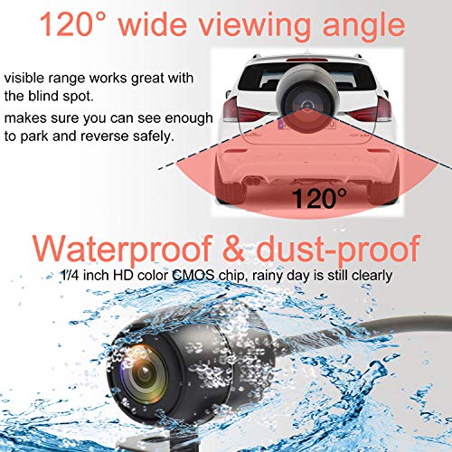HD Universal Backup Camera, 480p CMOS, 2 Installation Options, Waterproof, 12V, Car Monitor Compatible