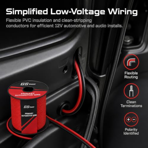 GS Power 10 Gauge Wire Automotive - 100ft CCA Primary 2 Spools - size: 10 Gauge-50 ft-Non-Bonded