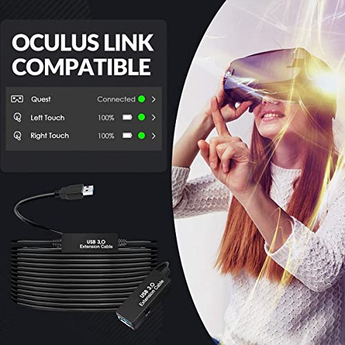 33FT USB 3.0 Active Extension Cable,USB Extension Cord A-Male to A-Female,Compatible with Oculus Quest 3 VR,Headset,Hard Drive,Printer,Webcam,Scanner,PS4 More - size: 33FT