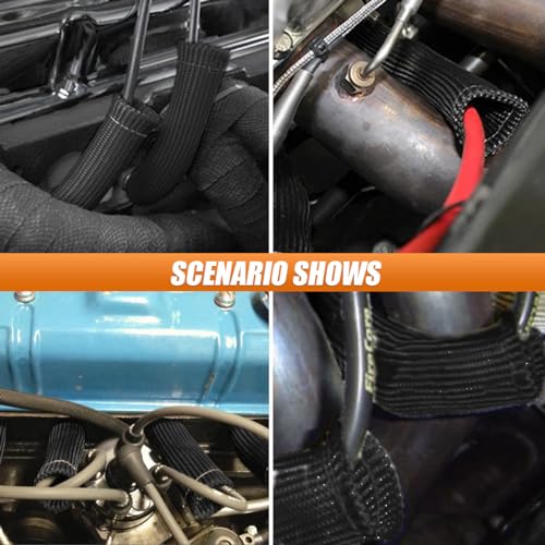 Spark Plug Wire Boots Protector Sleeve, 2500 Degree Spark Plug Wire Heat Shield Sleeve Cover for SBC BBC 350 454, 6 Inch Spark Plug Wire Heat Insulation Cover Wrap for Car Truck (Black, 8PCS) - size: 8PCS/Black