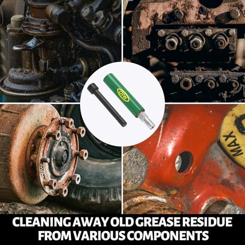 Grease Fitting Cleaning Tool, Cleans and Flushes Out Old Dried Grease from Fittings, Pins, Shafts, Bushings, and Joints. Uses Penetrating Fluid and Hydraulic Pressure, Green - color: Green