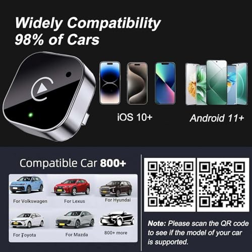 Wireless Carplay Adapter with Ultra-Mini USB Design for Apple CarPlay & Android Auto, 2026 Upgraded CarPlay Dongle Convert Wired to Wireless, Plug and Play, Fast Stable Connection & No Latency