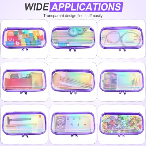 Hoolerry 4 Pcs Hard Clear Zipper Case,Clear,7.5 X 3.9 X 2 In,Purple Laser - color: Purple Laser, size: 7.5 x 3.9 x 2 in