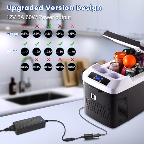 110V AC - DC 12V 컨버터 5A 60W, 벽 플러그 100-240V, 차량용 충전기 - 벽 플러그 어댑터 변압기 전원 공급 장치, 대시 캠, 팽창기, 진공, 자동차 냉장고, 자동차 장치용 - size: 12V5A 60W