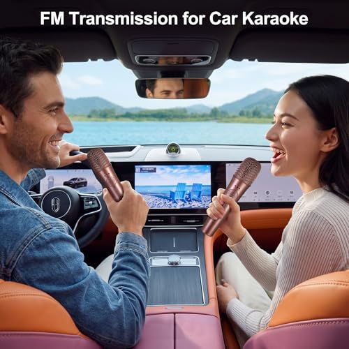 OTIC AI Karaoke Microphone, Multifunctional Karaoke Machine & Multi-Pairing Converter, Auto-Vocal Removal/Sing-Along Feature - color: Rose Gold