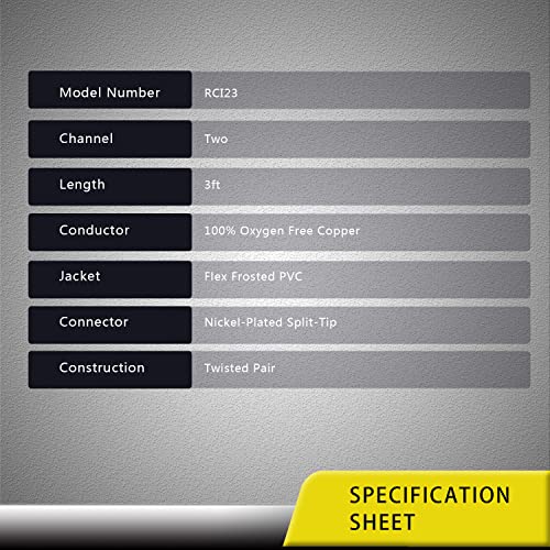 RECOIL RCI23 3ft 2-Channel RCA Audio Cable Twisted Pair Noise Reduction - style: 3ft 2-Channel RCA