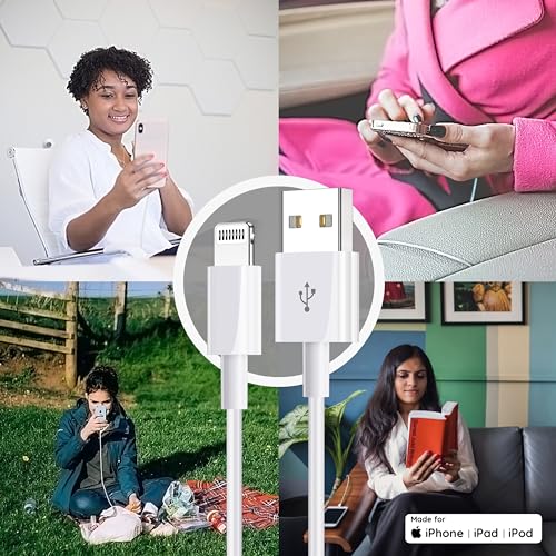 iPhone Charger Cable 3FT 3Pack Apple MFi Certified Lightning Charging Cord - color: White-3ft