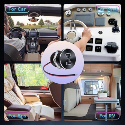 4PCS RV USB Outlet 72W Aluminum Alloy 12V/24V 3 Ports Recessed Mount - color: Light Silver, size: 4P