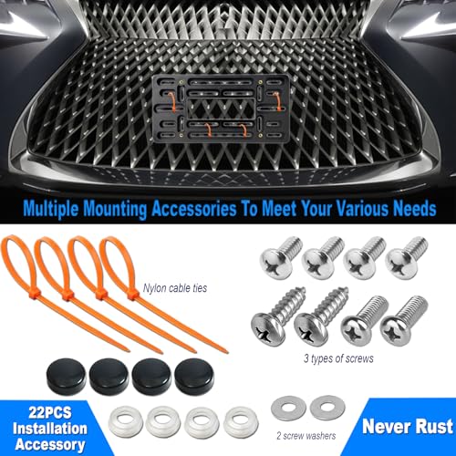 ZXFOOG Front License Plate Mounting Kit, Bumper Plate Bracket Holder - color: Black aluminum frame