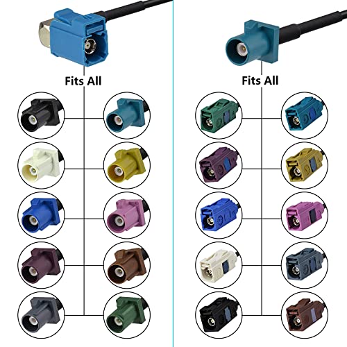 Superbat Fakra to RCA Cable, RCA Male to Blue Fakra Z Male Coax Pigtail 6" for Aftermarket Radio Head Unit Rear View Camera etc. - color: Fakra Z male to RCA male