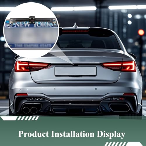 Car License Plate Camera Mount, Car Rear View Camera License Plate Bracket, Full Stainless Auto Backup Camera Licenses Plate Holder, Universal Auto License Plate Installation Holder (Black)