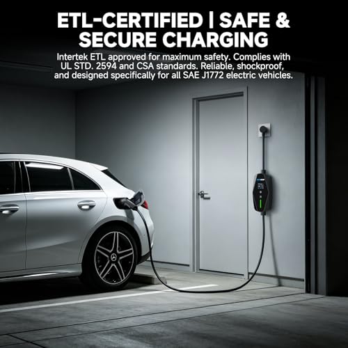 Level 1&2 Portable EV Charger (WiFi) with App Control, 8-16Amp Adjustable Current & Timer, 110V–240V, NEMA 5-15 & 6-20 Plug, 25Ft EV Charging Cable, J1772 Electric Car Charger for All PHEV/EV - size: 16A