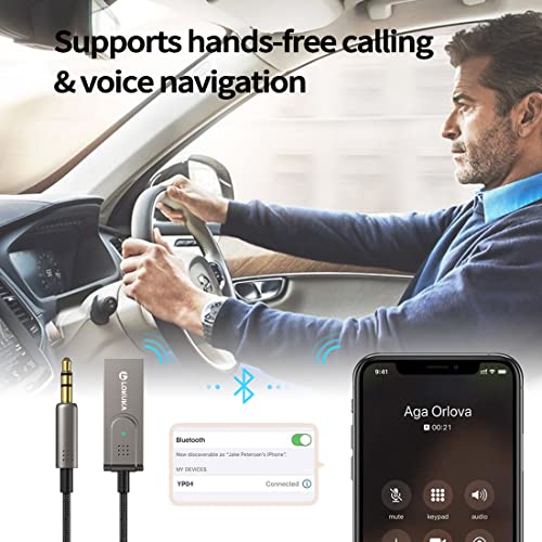 Bluetooth 6.0 Aux Adapter for Car Speaker, 3.5mm Bluetooth Receiver - color: Brown