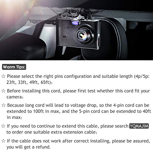 4 Pin Dash Cam Cable,33 Ft 2.5mm Male to 4 Pin Backup Camera Cord - size: 4 Pin-33 Ft