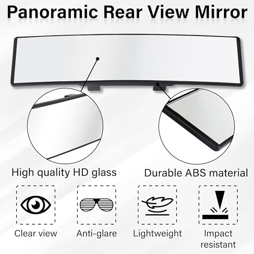Rear View Mirror, Universal 11.4 Inch Interior Extended Rear View Mirror - color: White