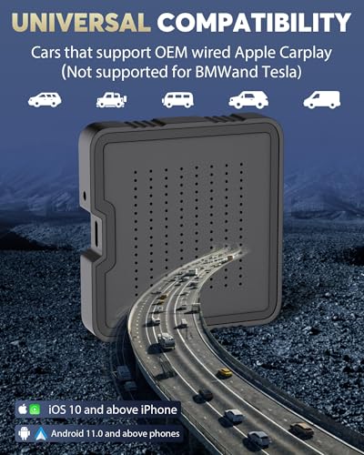 2-in-1 Wireless CarPlay Adapter for Streaming Netflix/YouTube/TikTok/TF Card, 2025 Magic Video AI Box & Android Auto Dongle, Plug & Play, Fit with iPhone 8+/iOS10+/Android 11+