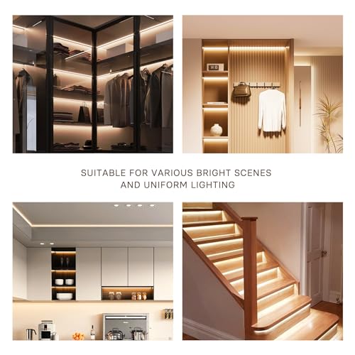 Pandery COB LED Strip Lights Warm White,24V Dimmable led Light Strip KIT with Remote and app Control,2700K 65FT/20m 8mm Wide Ra>90 Cuttable Flexible Strip Lights for Bedroom,Shelf,Cabinet - color: Warm White 2700K, size: 65FT