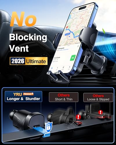 YRU True Military-Grade 360ยฐRotation Suction 2026 Ultimate Car Phone Holder - color: Red