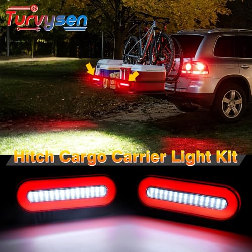 Hitch Cargo Carrier Light Kit, Oval LED Trailer Lights 2PCS 6Inch Red Turn Signal Tail Light with Grommets Wire Harness & 3-Prong Wire Pigtails, Waterproof for Luggage Bike Rack Trailer