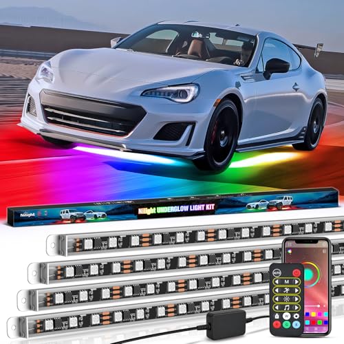 Nilight 4PCS Aluminum Dream Color LED Underglow Strip Lights APP & Remote - color: 4Pcs Aluminum Underglow Strip Lights Dream Color