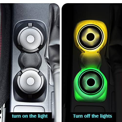 Tanlade 4pcs LED Car Cup Holder Lights Bulk, 7 Color-Changing