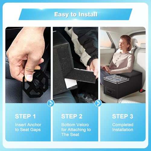 Center Console Universal for Trucks, Minivans, and SUVs with Chairging - color: Black
