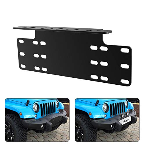 Nilight 90044B Universal License Heavy Duty Steel Front Plate Mounting Bracket Holder for Off-Road LED Work Lamps Lighting Bars, 2 Years Warranty, Black - color: Universal License Plate Bracket