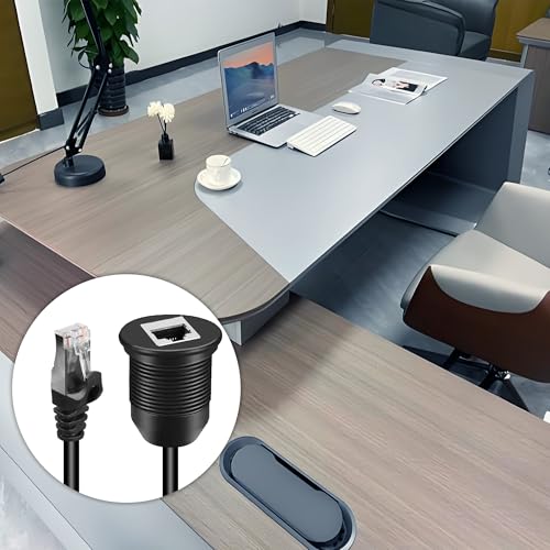 Cat6 RJ45 Panel Mount Extender Cable Male to Female CAT6 Ethernet LAN Cable Threaded Fixed for Car Motorcycle Truck Boat Dashboard Panel Flush Mount Waterproof Dustproof (1.5M/4.9Ft) - style: 1.5M/4.9Ft