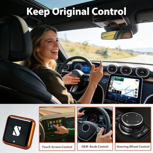 sunweyer Wireless CarPlay Adapter S46 Orange L-Shape Apple Android Auto