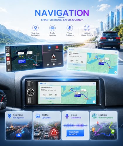 6.5" Wireless CarPlay Single Din Car Stereo,Touchscreen Car Radio