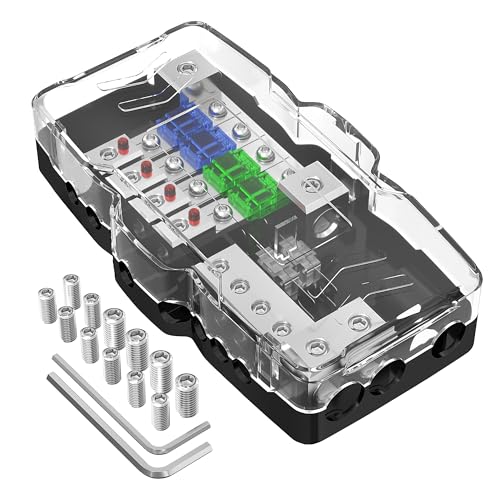 RVBOATPAT Fused Power Distribution Block Car Audio Fused Distribution Block 12V 0/4 Gauge 4 Way MIDI (Mini-ANL) Fuse Block for Auto Boat UTV Stereo Amp - style: 4 Way