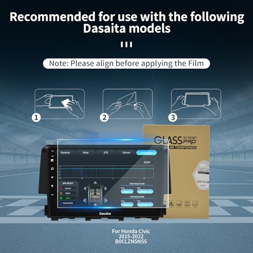 dasaita 9 inch Large Screen 203X123mm Tempered Glass Screen Protector Display Monitor Glass Film for 2 DIN Car DVD GPS Head Unit Global Navigation System - size: 9inches